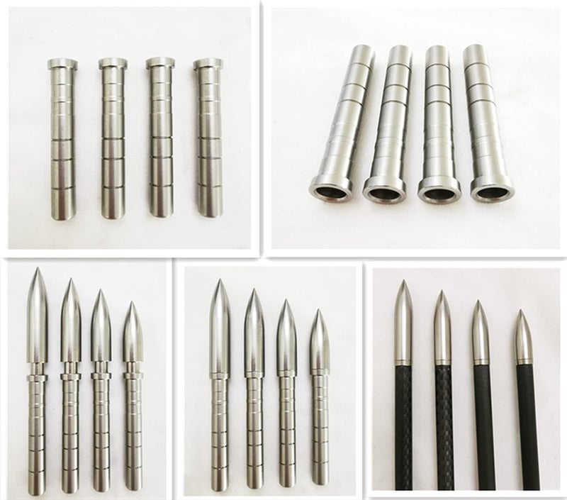 ZOEKO Stainless-Steel Arrow Inserts Suitable for ID .204" .244" Carbon Arrows, Suitable for 5/16" Field Points, Cuttable from 35-200 Grain (A Dozen) - Image 4